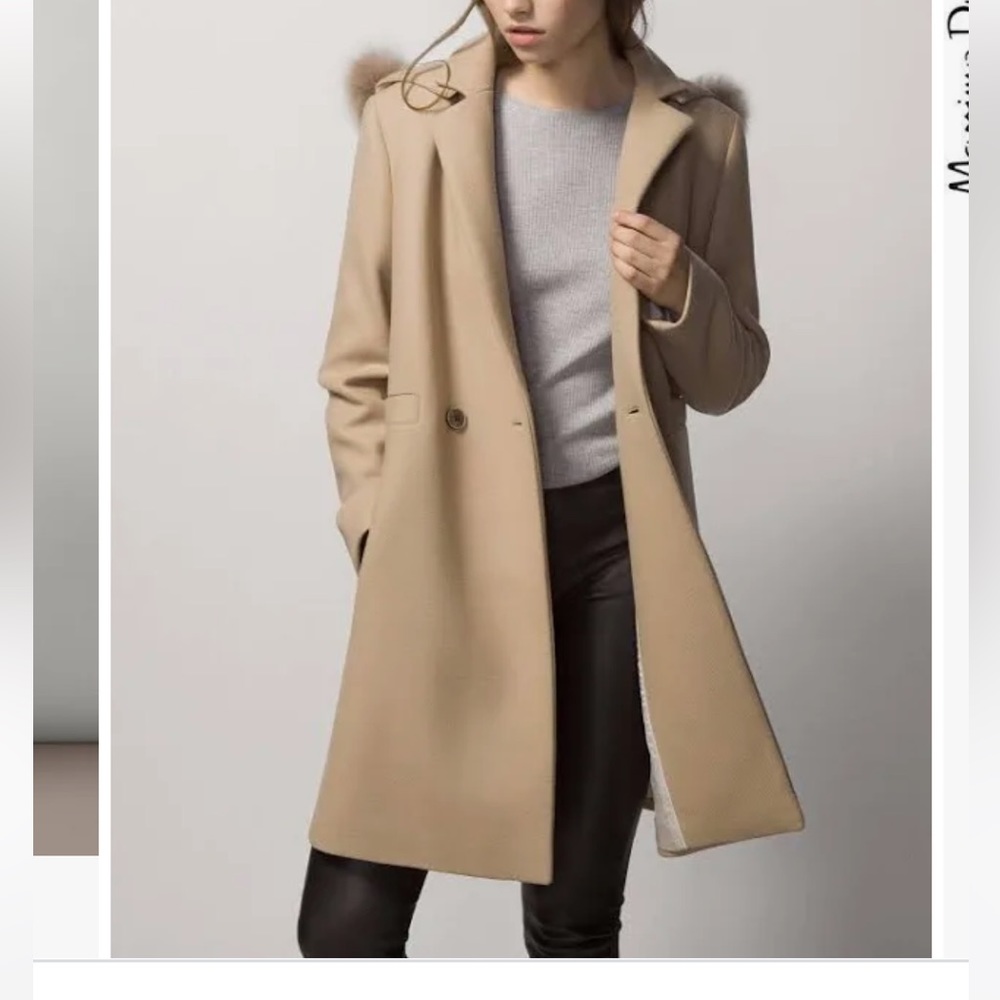 Massimo Dutti duffle coat, beige color, size XS
